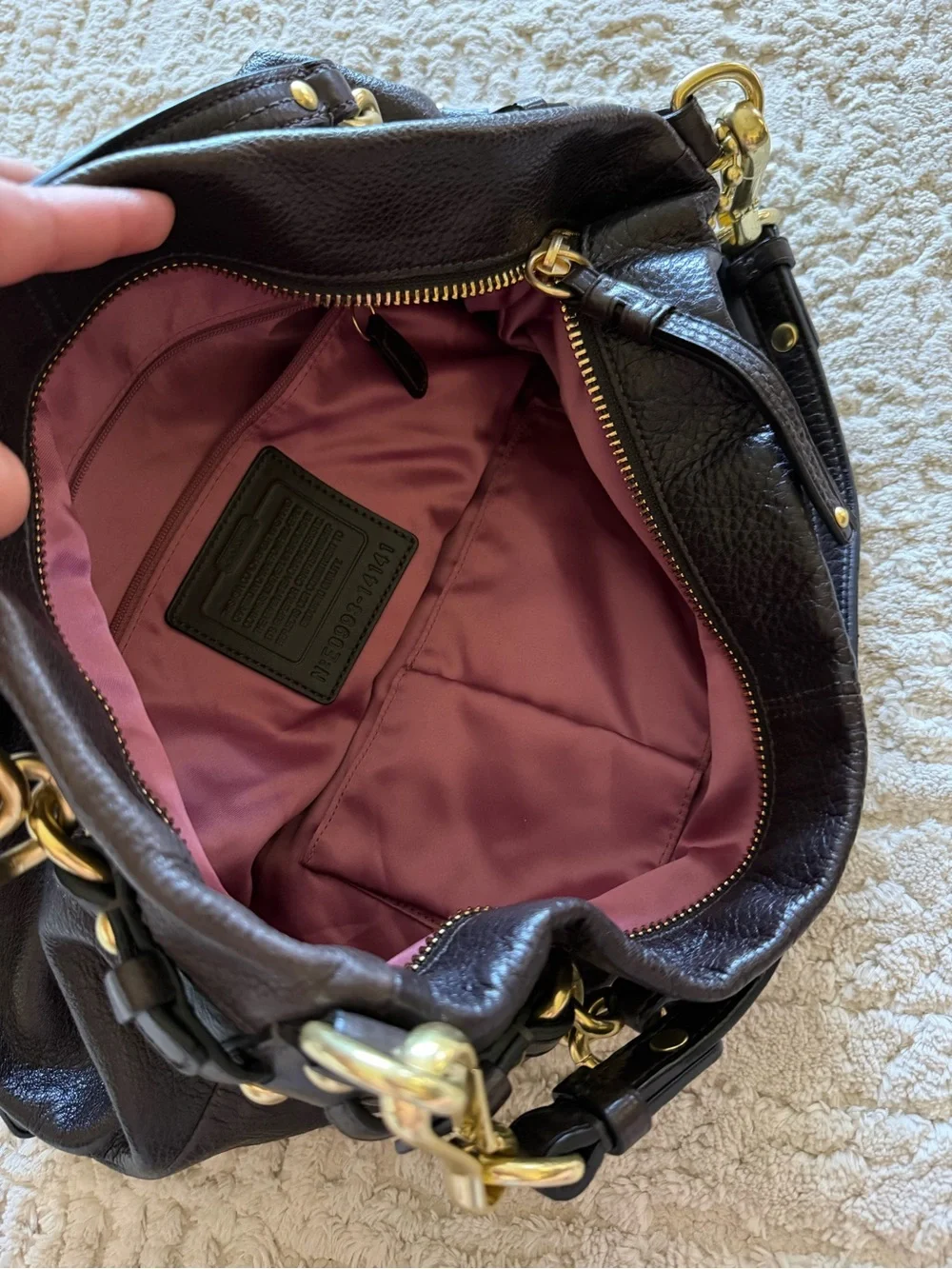 Coach Brooke Hobo bag dark brown pebbled leather